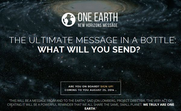 Support the One Earth: New Horizons Message.