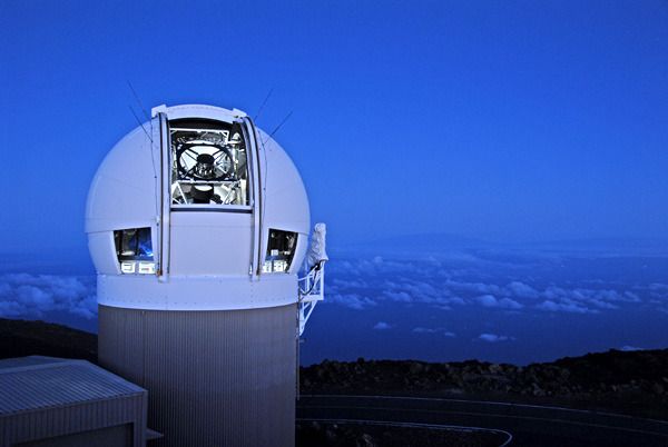 The Panoramic Survey Telescope & Rapid Response System (Pan-STARRS) 1 telescope on the summit of Mount Haleakala...at the Hawaiian island of Maui.