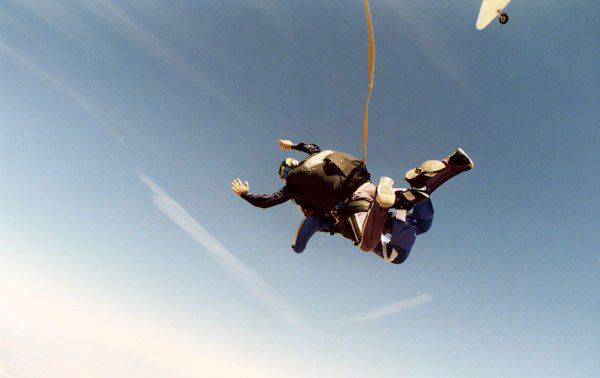 Leaping out of an aircraft 13,000 feet above Perris Valley, California...on May 28, 2006.