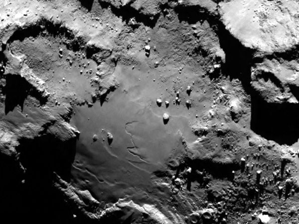 An image of comet 67P/Churyumov-Gerasimenko's nucleus, as seen by ESA's Rosetta spacecraft on August 6, 2014.