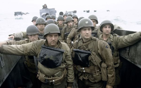 Capt. John Miller (Tom Hanks), Sgt. Mike Horvath (Tom Sizemore) and their fellow soldiers prepare to storm a beach at Normandy in the 1998 Oscar-nominated film, SAVING PRIVATE RYAN.