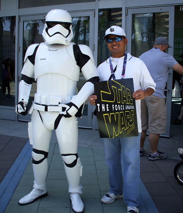 Posing with a Stormtrooper from THE FORCE AWAKENS at the Star Wars Celebration in Anaheim, California...on April 16, 2015.