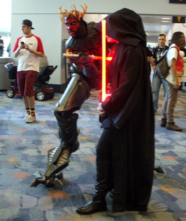 Post-PHANTOM MENACE Darth Maul poses with another Sith Lord at the Star Wars Celebration in Anaheim, California...on April 16, 2015.