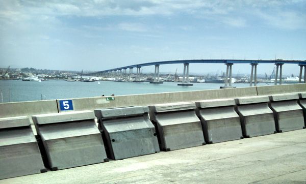 Cruising along the Coronado Bridge in San Diego, on July 25, 2014.