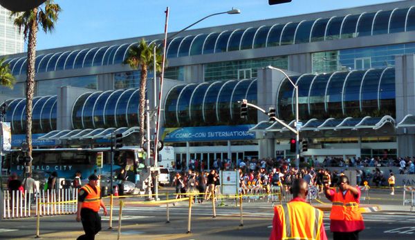 Walking past the San Diego Convention Center, home of Comic-Con International, on July 25, 2014.