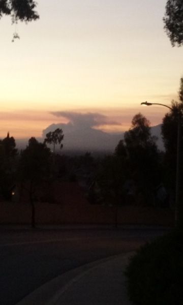 The Sand Fire's cloud of smoke as seen from a street in West Covina 60-plus miles away...on July 24, 2016.