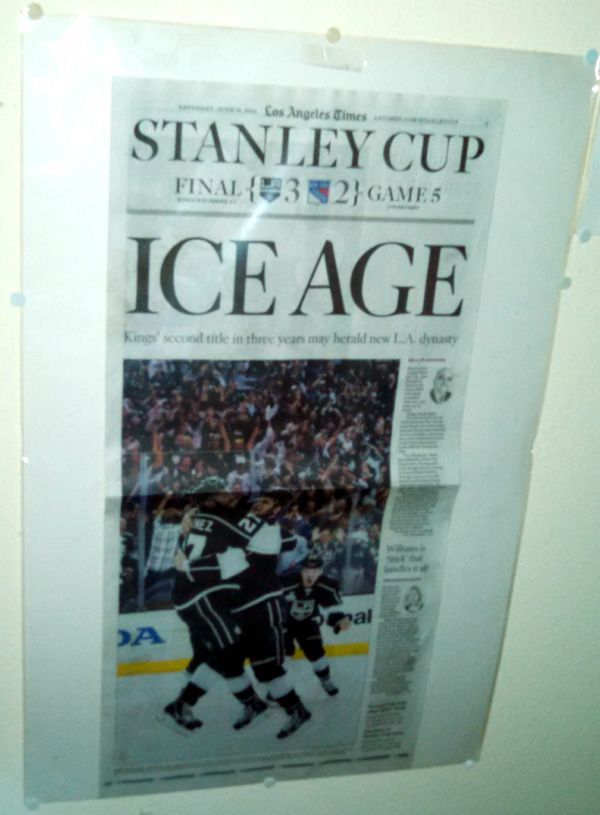 The Los Angeles Times sports page commemorating the L.A. Kings' Game 5 win over the New York Rangers on June 13, 2014.