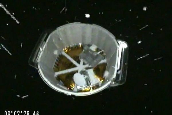 The Dragon spacecraft moments after separating from its Falcon 9 second stage motor...following launch on September 21, 2014. The Dragon spacecraft moments after separating from its Falcon 9 second stage motor...following launch on September 21, 2014.