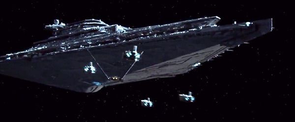 Stormtrooper transports and Kylo Ren's shuttle approach a First Order Star Destroyer in STAR WARS: THE FORCE AWAKENS. Stormtrooper transports and Kylo Ren's shuttle approach a First Order Star Destroyer in STAR WARS: THE FORCE AWAKENS.