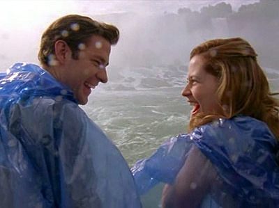 Jim and Pam enjoy a view of Niagara Falls moments after they got married in THE OFFICE.