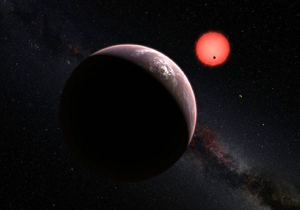 An artist's concept of the TRAPPIST-1 star system.