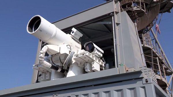 The U.S. Navy's Laser Weapon System is deployed aboard the USS Ponce in November of 2014.