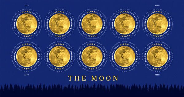 New U.S. Postal Service stamps featuring our Moon.