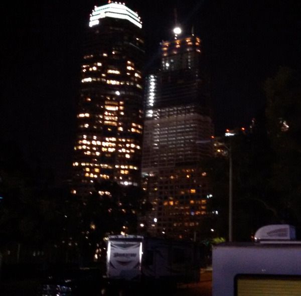 A photo of Los Angeles' Wilshire Grand Center that I took late at night on November 4, 2015.