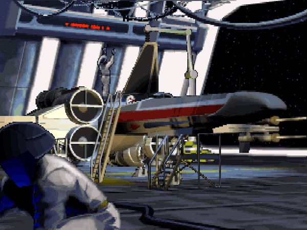 You'll see this cut-scene countless of times if you repeatedly play Tour of Duty 1, Mission 1 to increase your rank in the STAR WARS: X-WING video game.