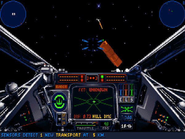 Watch as Red One attacks Imperial freighters that you direct him to destroy during Tour of Duty 1, Mission 1 in the STAR WARS: X-WING video game.