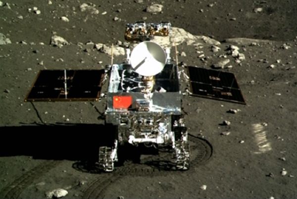 An image of China's Yutu rover that was taken by the country's Chang'e 3 lander after the joint spacecraft touched down on the Moon's surface on December 14, 2013.