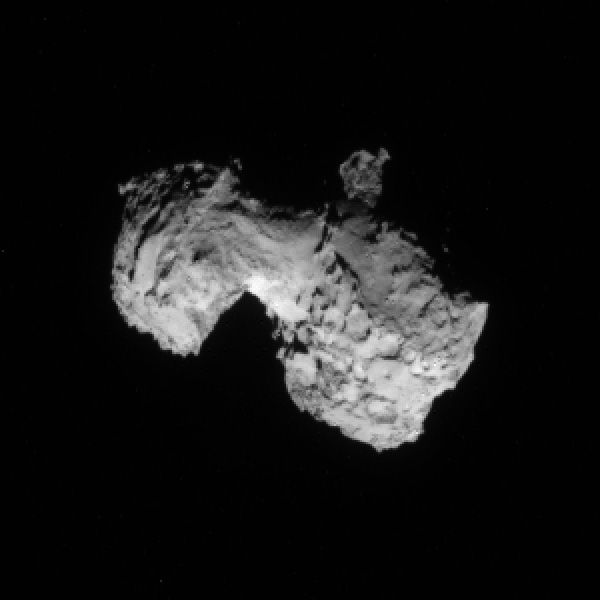 An image of comet 67P/Churyumov-Gerasimenko's nucleus, as seen by ESA's Rosetta spacecraft on August 3, 2014.
