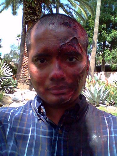 Awesome special effects make-up work that was applied to me on set today.