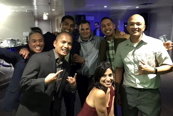 Glen, Robert, Peter, Alfred, Jay, Tonantzin and I pose for a group photo aboard the Endless Dreams during our 20-year high school reunion...on October 6, 2018.