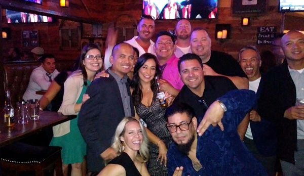 Taking another group photo at the post-reunion gathering at On the Rocks Bar & Grill in Newport Beach...on October 6, 2018.