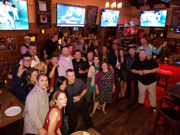 Taking one last group photo at the post-reunion gathering at On the Rocks Bar & Grill in Newport Beach...on October 6, 2018.
