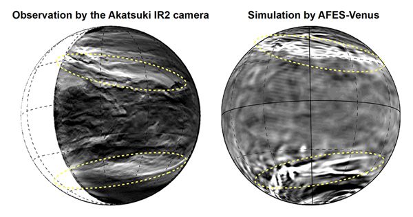 FIGURE 1: Images of Venus' lower clouds as captured by the Akatsuki spacecraft's IR2 camera.