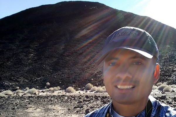 Taking a selfie with Amboy Crater behind me...on December 2, 2018.