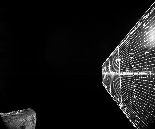 A snapshot of one of the Mercury Transfer Module's (MTM) twin solar arrays...taken by a camera aboard MTM on October 19, 2018 (Pacific Time).