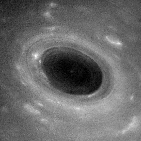 An unprocessed image of Saturn's atmosphere that was taken by NASA's Cassini spacecraft on April 26, 2017.