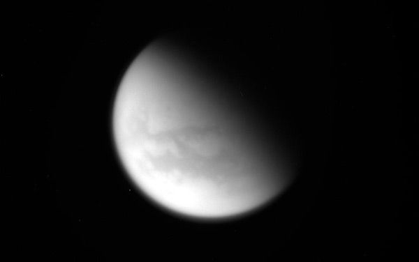 An image of Saturn's moon Titan that was taken by NASA's Cassini spacecraft on April 21, 2017.
