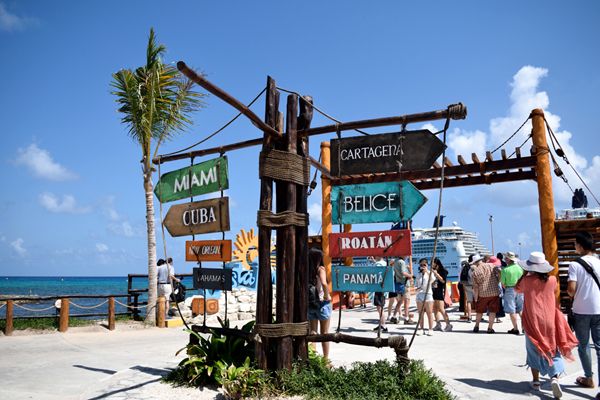 Walking through the resort at Costa Maya, Mexico, on March 21, 2018.