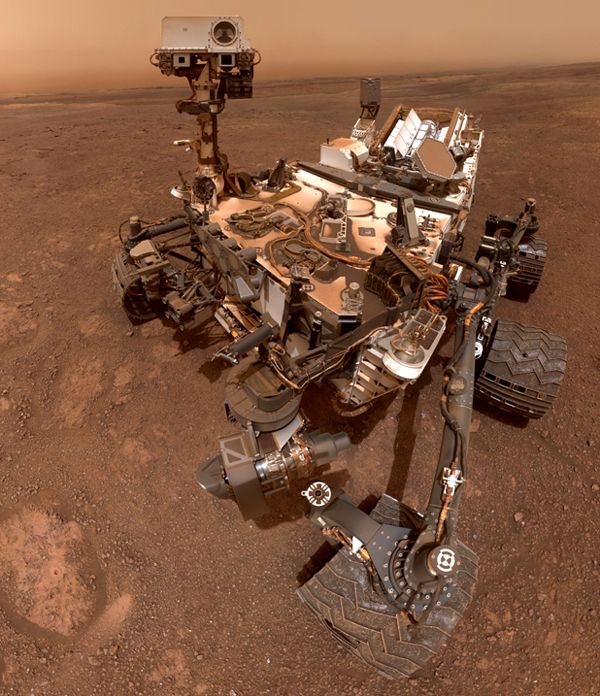 A cropped version of the Curiosity Mars rover's self-portrait, taken with a camera on her robotic arm on January 15, 2019.
