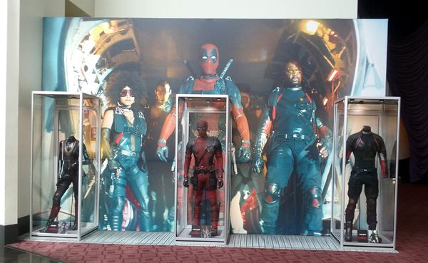 The Deadpool, Domino and Bedlam costumes from DEADPOOL 2 on display at ArcLight Cinemas in Hollywood...on May 29, 2018. The Deadpool, Domino and Bedlam costumes from DEADPOOL 2 on display at ArcLight Cinemas in Hollywood...on May 29, 2018.