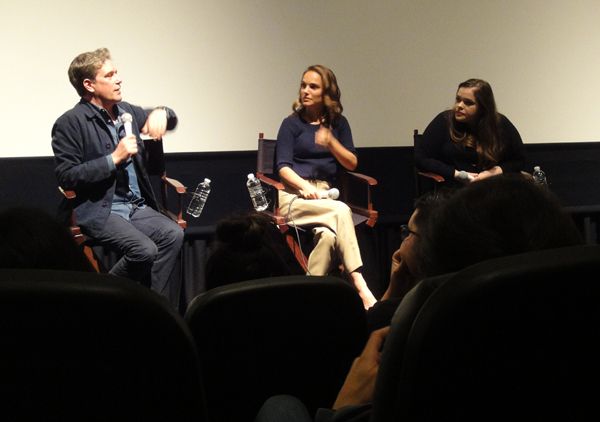 Natalie Portman and director Christopher Quinn take part in a Q&A panel for EATING ANIMALS at Landmark Theatres in west Los Angeles...on June 23, 2018. Natalie Portman and director Christopher Quinn take part in a Q&A panel for EATING ANIMALS at Landmark Theatres in west Los Angeles...on June 23, 2018.