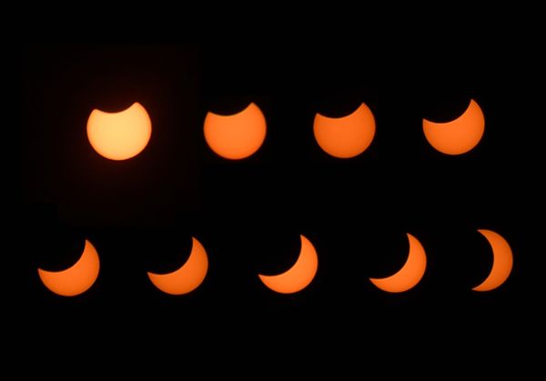 A composite image consisting of photos that I took during the Great American Eclipse on August 21, 2017.