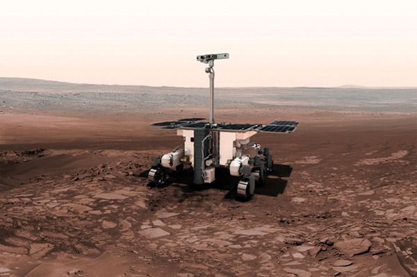 An artist's concept of the European Space Agency's ExoMars 2020 rover.