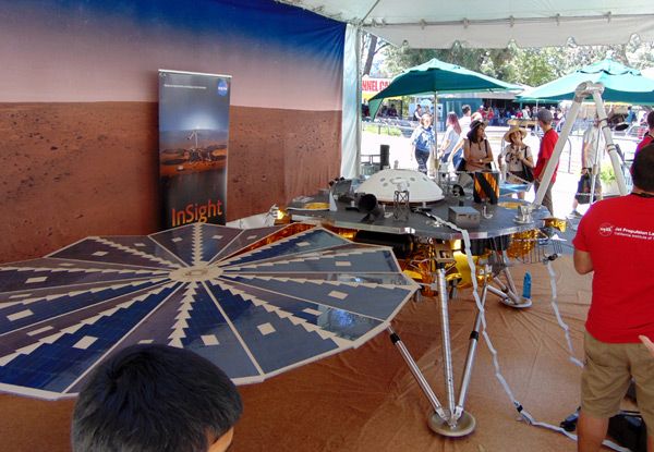A full-size model of NASA's InSight Mars lander (set to launch in May of next year) at JPL...on May 20, 2017.