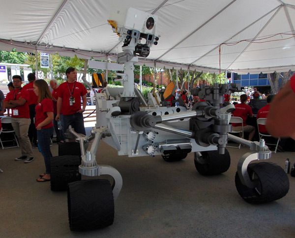 A full-size model of the Curiosity Mars rover at JPL...on May 20, 2017.