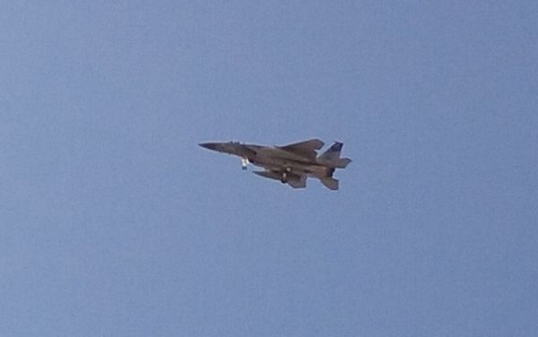 An F-15 Eagle flies over a BBQ party that I attended in Stanton, California...on July 4, 2018.