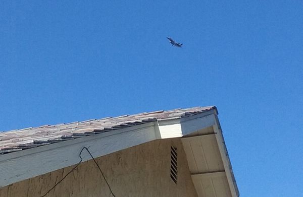 An F-15 Eagle flies over a BBQ party that I attended in Stanton, California...on July 4, 2018.