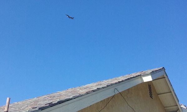 An F-15 Eagle flies over a BBQ party that I attended in Stanton, California...on July 4, 2018.