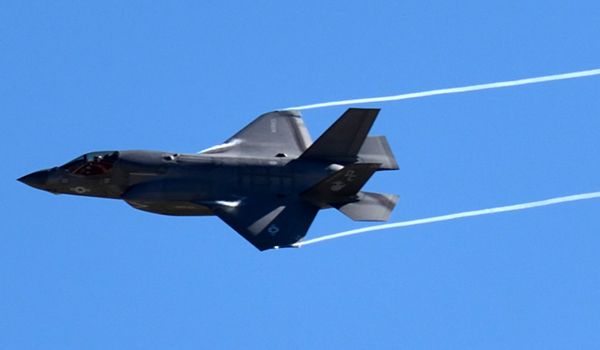 An F-35B Lightning II soars in the air during a demo at the Miramar Air Show...on September 29, 2018.