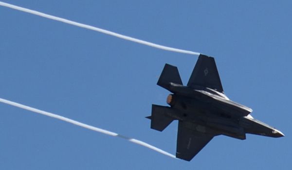 The F-35B Lightning II soars in the air during a demo at the Miramar Air Show...on September 29, 2018.