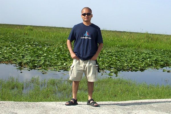 Gettin' ready to take an airboat ride at Everglades Holiday Park in Florida...on August 15, 2008.