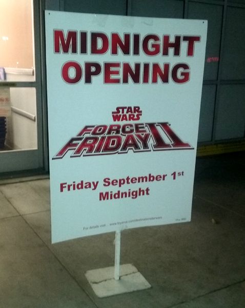 Waiting outside the local Toys'R'Us store for the midnight opening of 'Force Friday II'...on August 31, 2017. Waiting outside the local Toys'R'Us store for the midnight opening of 'Force Friday II'...on August 31, 2017.