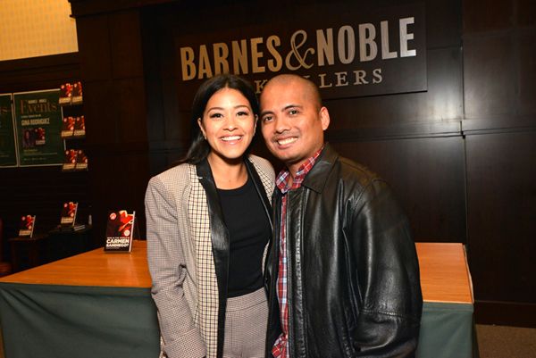 Posing with Gina Rodriguez inside Barnes & Noble bookstore at The Grove in Los Angeles...on February 2, 2019.