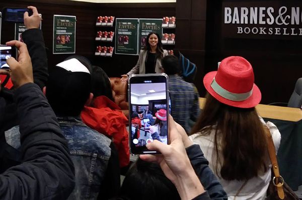 Gina Rodriguez greets the fans who showed up to her signing inside Barnes & Noble bookstore at The Grove in Los Angeles...on February 2, 2019.
