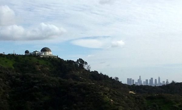 Griffith Observatory with the Downtown Los Angeles skyline visible in the backdrop...on January 21, 2017.