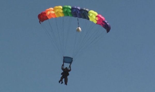 Coming in for a landing at the West Tennessee Skydiving drop zone, on April 29, 2013.